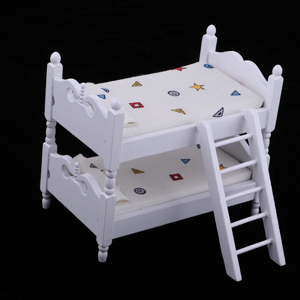 1/12 Scale Dollhouse Miniature Kids Bedroom Furniture Bunk Bed White