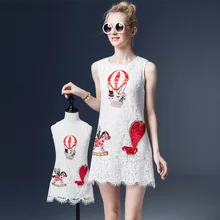 New arrive mother and kids fashion dress embroidery white lace girls summer dress kids clothes for
