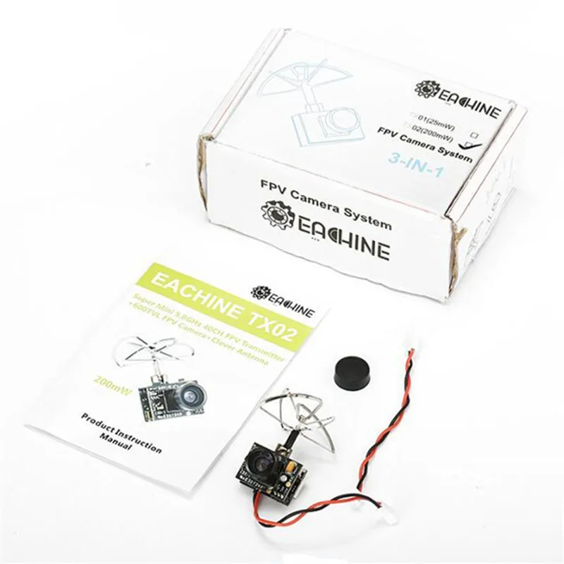 Новое поступление Eachine TX02 супер мини AIO 5,8G 40CH 200mW VTX 600TVL 1/4 Cmos FPV камера для FPV мультикоптера