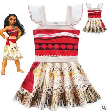 2019 летние платья Moana Vaiana без рукавов для девочек костюм Моаны платье принцессы