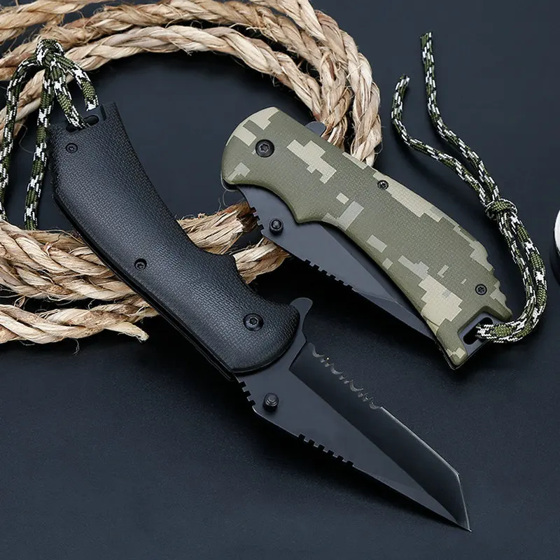 titanium tactical folding knife ABS handle outdoor camping hunting survival rescue edc tools (2)