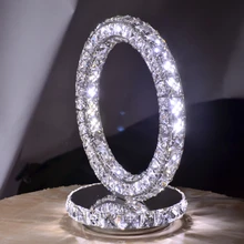 Современный роскошный круглый светодиодный хрустальный Настольный светильник с бриллиантовым кольцом, Настольный светильник, спальня, свадебная комната