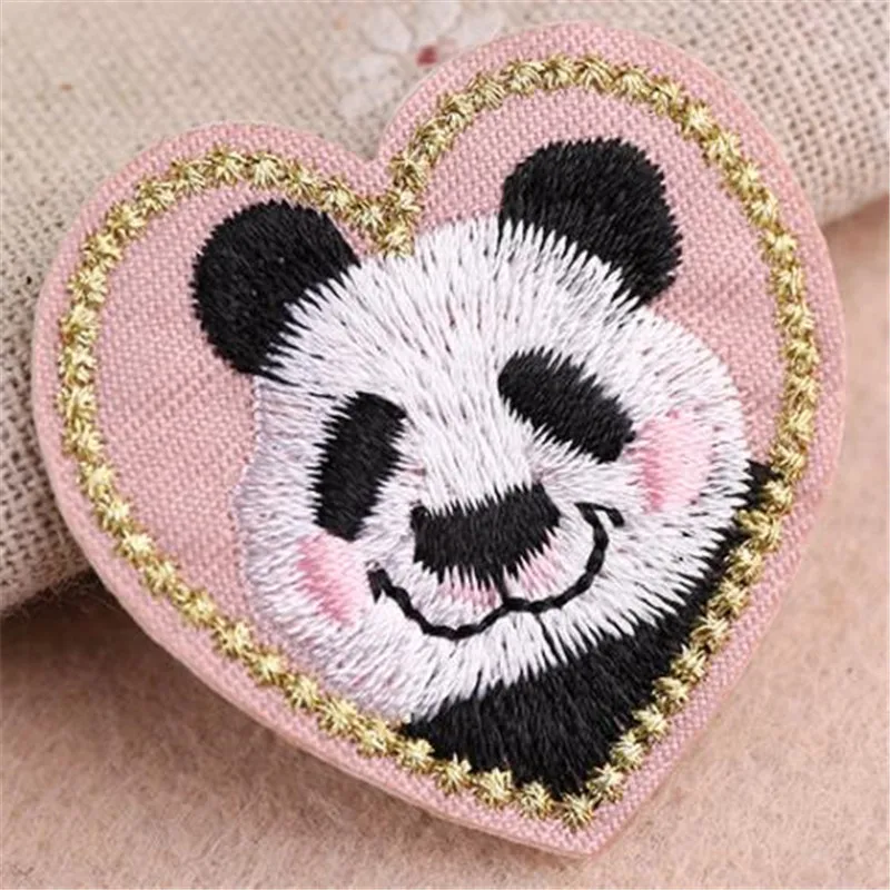 

Clothing Diy embroider heart badge iron on patch deal with it cute panda patches for clothes girls badges stickers free shipping