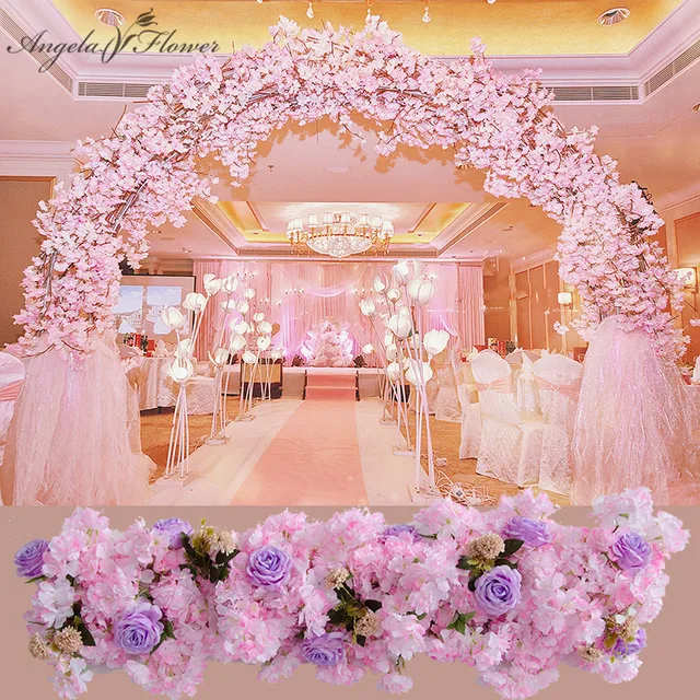 Luxury 1M DIY wedding decor prop artificial flower wall T stage background road lead flower row
