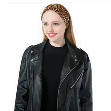 Женский эластичный Леопардовый принт широкий тюрбан, повязка на голову резинки для волос аксессуары