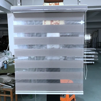 

Customized Shade 100% Polyester Translucent Roller Zebra Blinds in Grey Window Curtains for Living Room 9 Colors are Available