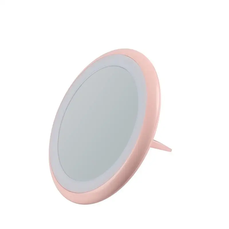 LED Make Up Mirror With Light Strap Finger Ring Stand Ultra Thin 90