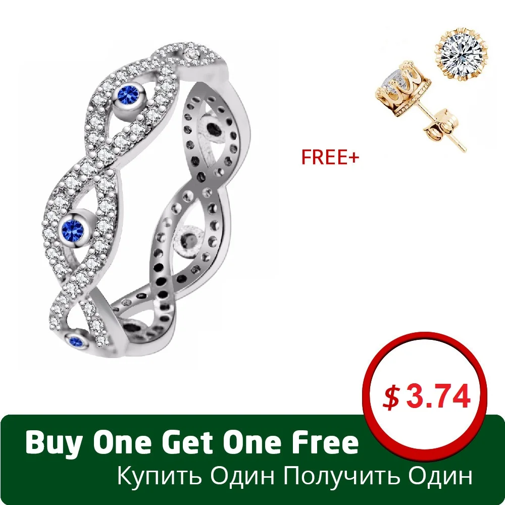 

Uloveido Evil Eye Rings for Women Engagement Cubic Zirconia Female Ring with an Eye Silver Color Jewelry Gifts Decorating Y326