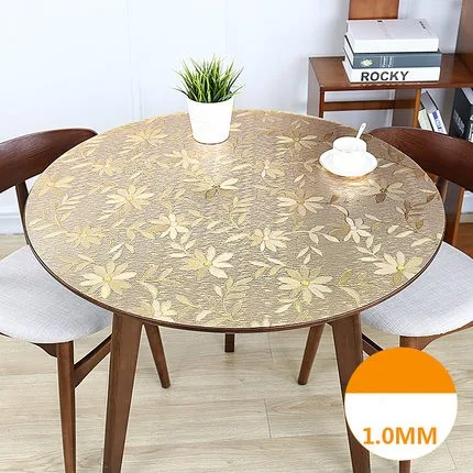 

waterproof kitchen pattern oil tablecloth glass soft cloth 1.0mm Round tablecloth Table Cover with pattern 1.0mm mat