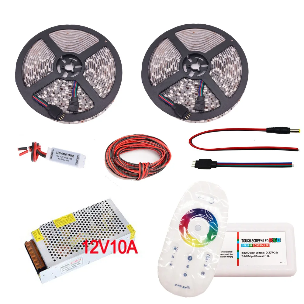 5 M 20 5050 SMD RGB набор светодиодных лент 60led/m DC12V Led Гибкий свет + 2 4G RF пульт