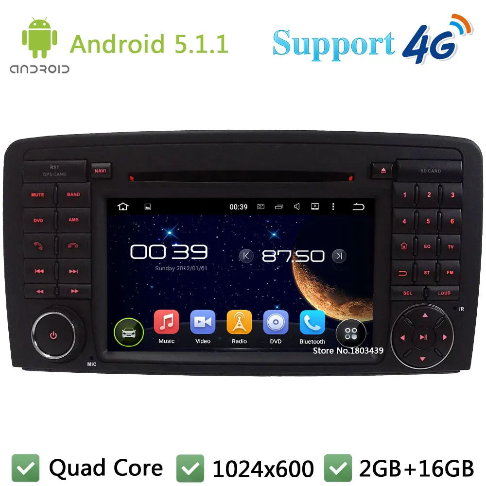 Quad Core 1024 600 Android 5 1 1 Car DVD Player font b Radio b font