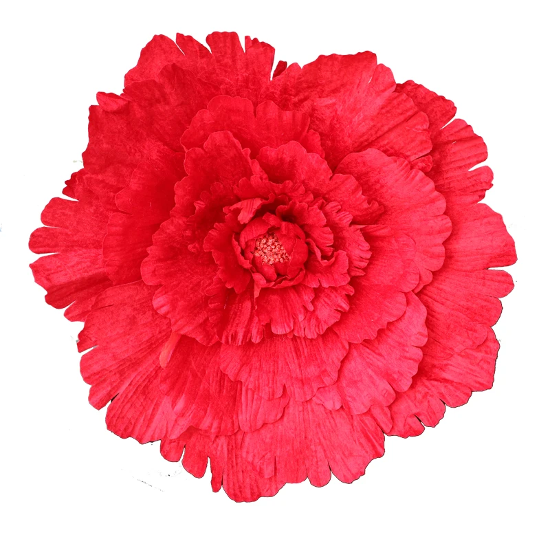 

Chinese Red Peony Flowers Simulated Silk Flowers Wedding Ceremony Road Leads Background Wall Outdoor Garden Landscape Decoration