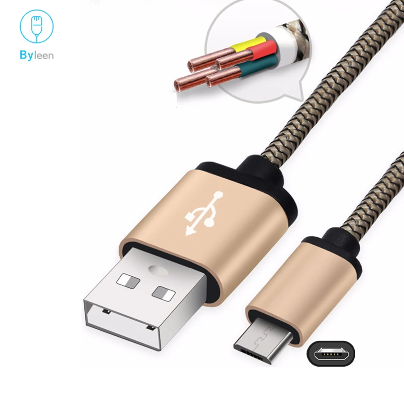 ByleenFast Charging Data Sync Micro USB Cable 1M 2M 0.25M Android Phone Charger Kable for Xiaomi Redmi Note 5 6 Pro PS4 Kindle