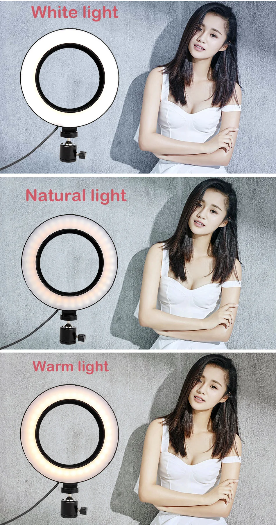 6 ''16 см кольцевой светодиодный светильник с регулируемой яркостью двухцветный 3200 K/5600 K& студийный Трипод кольцевой светильник для макияжа фотографии селфи светильник