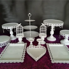 Белый свадебный торт стенд кекс Дисплей с бисером капель партии реквизит 12 шт./компл