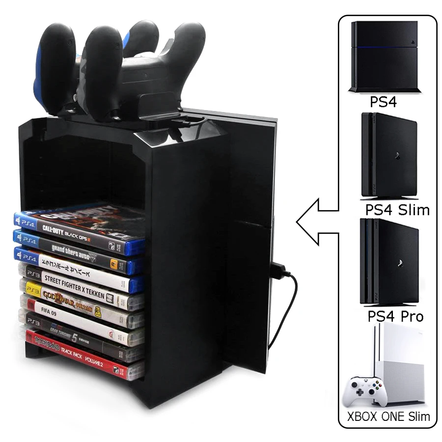 Вертикальная подставка для PS4/Slim/Pro Disc Tower Xbox one S и PS4 док станция зарядки джойстика