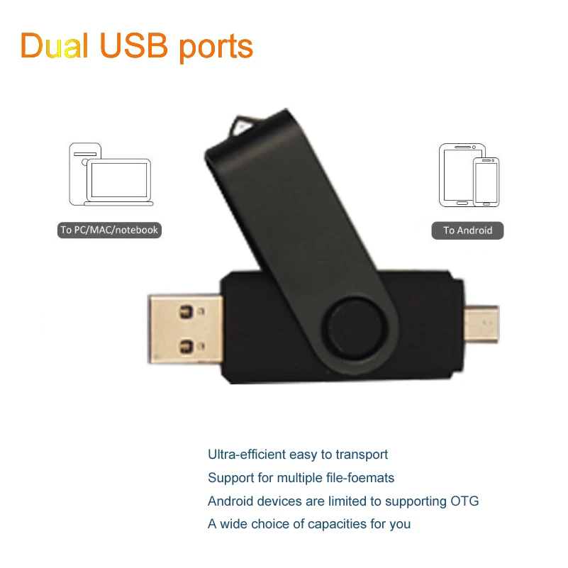 Флеш-накопитель OTG USB на 64 ГБ, 32 ГБ, 16 ГБ, 8 ГБ, USB 2,0, флешки, флешки для смартфонов на Android, диск(более 10 шт, бесплатный логотип на заказ