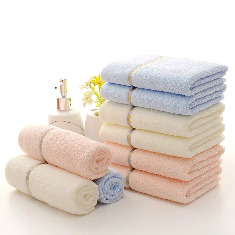 

33x73cm High Quality 100% Cotton Absorbent Solid Color Soft Comfortable Top Grade Men Women Family Bathroom Hand Towel blue pink