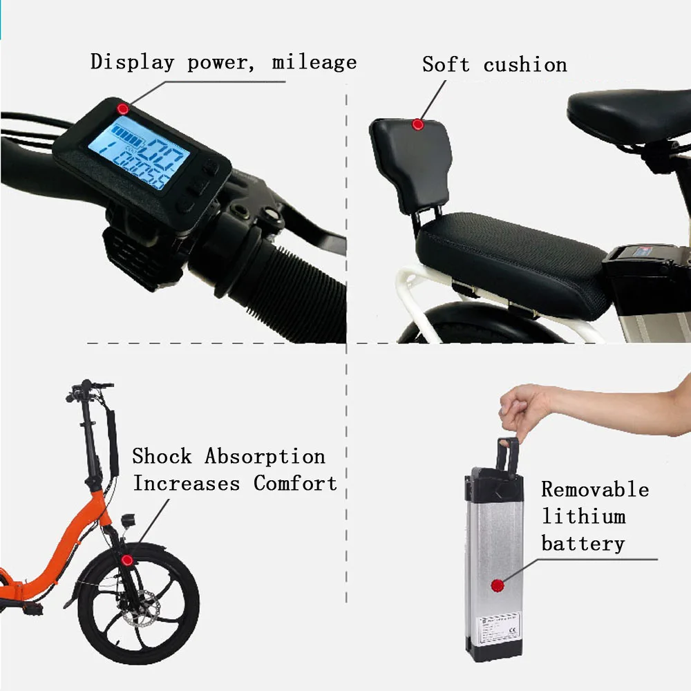 Discount 36V 250W battery e bike for sale folding electric bicycle 10ah battery with LCD screen front and rear disc brakes E bicycle 4