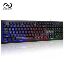ChonChow Game Keyboard with Rainbow Backlit Keycaps Simple 104 keys Waterproof Keyboard for Computer Work Fashion Design