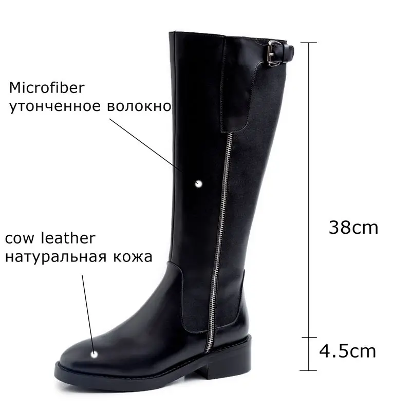 ALLBITEFO high quality genuine leather+pu women knee high boots new winter snow women boots ankle boots for women girls shoes