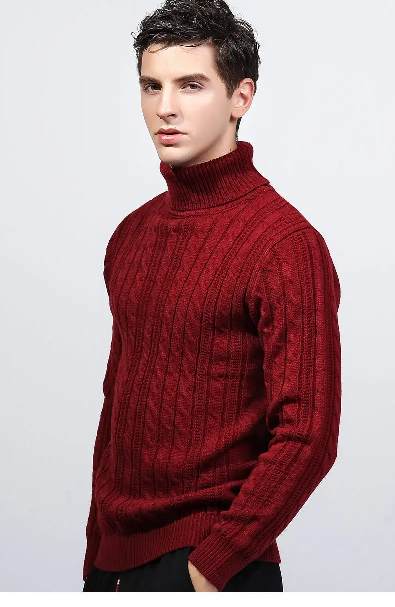 3Colors Turtleneck Sweater Pullovers Men Thick knitted Sweater Jumpers Man Winter Warm Acrylic Male knitwear Autumn Tmall Brand-15