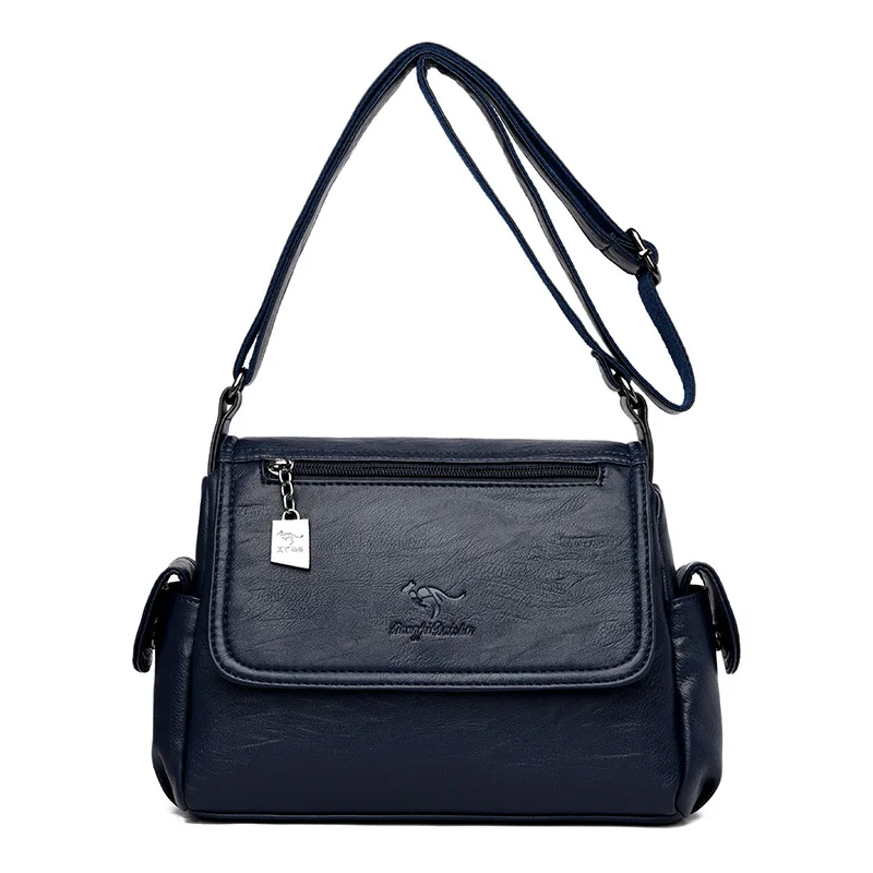 Женская сумка через плечо, маленькие сумки через плечо для женщин, Дизайнерские повседневные женские сумки из натуральной овечьей кожи, женские сумки с клапаном - Цвет: Синий