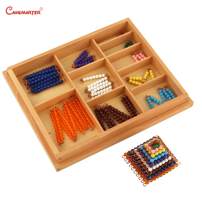 

Math Toys Teaching Preschool Short Bead Chain Box Beech Wood Kids Games Learning Educational Toy Montessori Materials MA128-3
