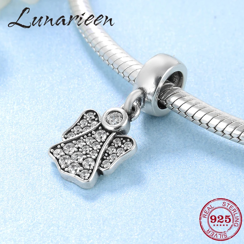 

2018 New 925 Sterling Silver Sparkling Angelic Angel clear CZ Charms for Jewelry Making Fit Original Pandora Bracelets