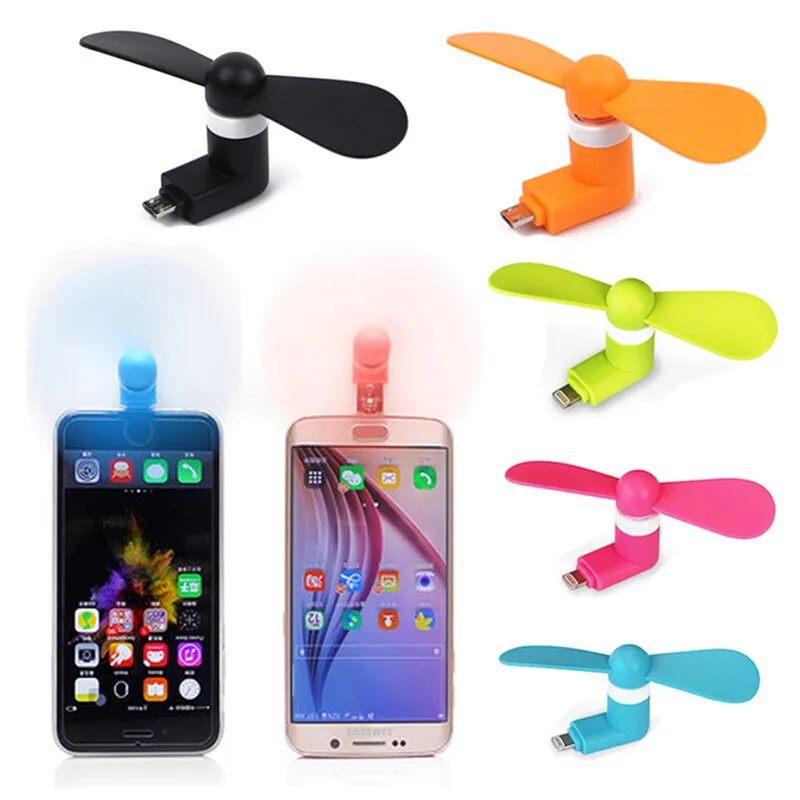 

2 In 1 iphone Micro USB Mini Fan Cooler for Samsung Xiaomi Huawei HTC Cell Phone High Quality USB Cooling Fans IPHONE 6 7 8 8S