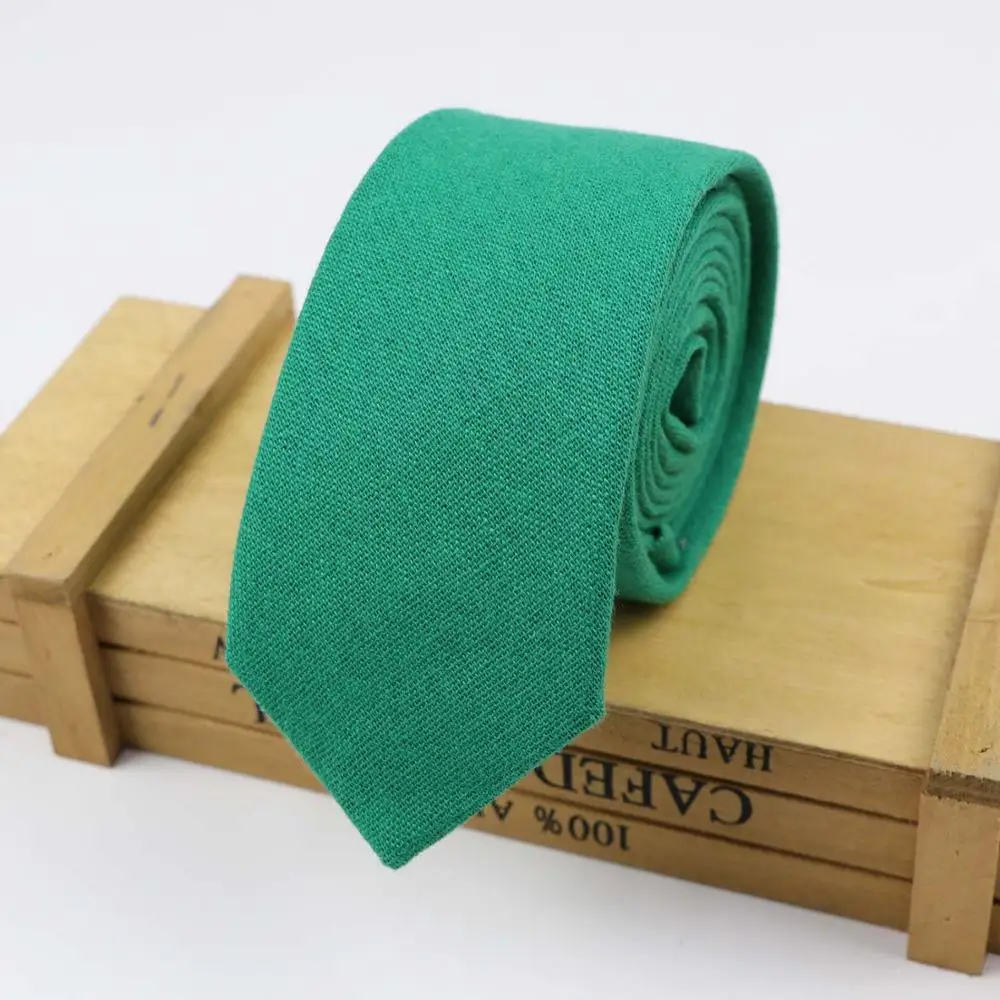 Однотонный классический цветной льняной мягкий галстук для шеи, мужской деловой обтягивающий галстук 6 см, стильный подарок, вечерние аксессуары для ужина, высокое качество - Цвет: 12