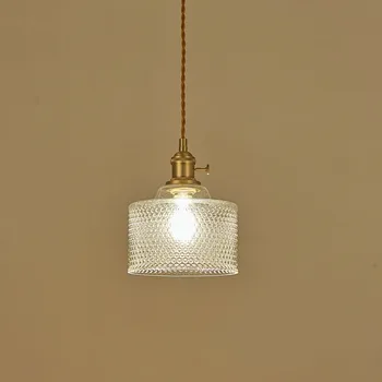 

Nordic all copper glass chandelier personality simple retro Japanese hotel bar bedroom bedside single chandelier LU8201617