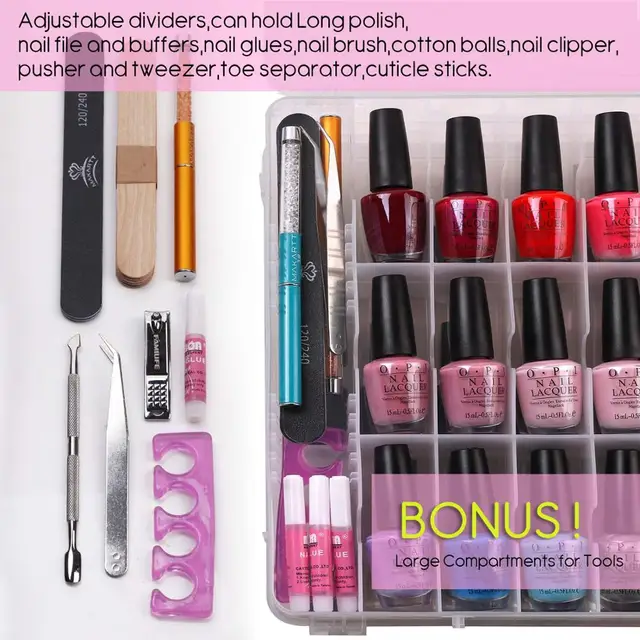 48 Bottle Nail Polish Case: Portable, Adjustable - Image 3