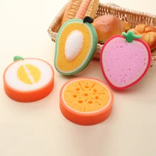 

4pcs/set Beautiful Fruit Shape Microfiber Sponge Scouring Pad Cleaning Cloth Strong Remove Stains Thickened Sponge Kitchen Tools