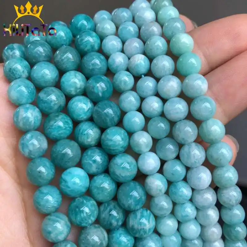 Natural Round Genuine Amazonite Beads Loose Stone Beads For Jewelry Making DIY Bracelet Necklace Accessories 15inches 6/8/10mm