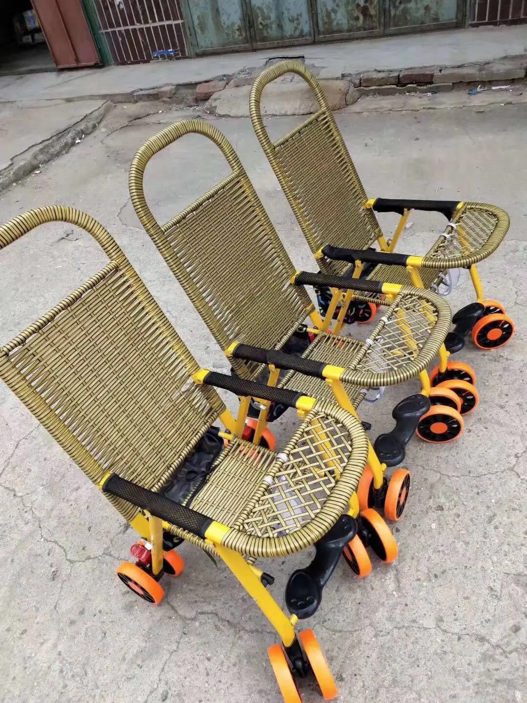 Летняя бамбуковая детская коляска из ротанга, легкая коляска для путешествий, переносная четырехколесная детская коляска для поездок, складная Коляска