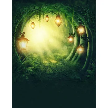 

Forest Tree Entrance Photo Background Fairy Tale Party Vintage Lanterns Stone Road Children Kids Photography Studio Backdrops