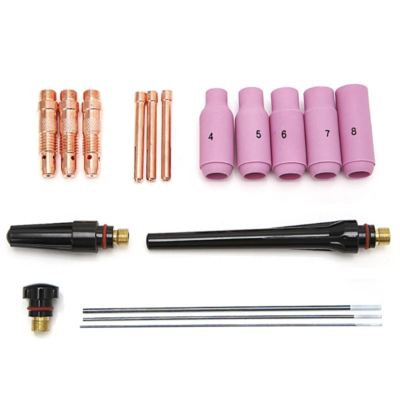 

17Pcs/Set TIG Welding Torch Collets Body 2% Thoriated Tungsten for WP-17 WP-18 WP-26 17PK