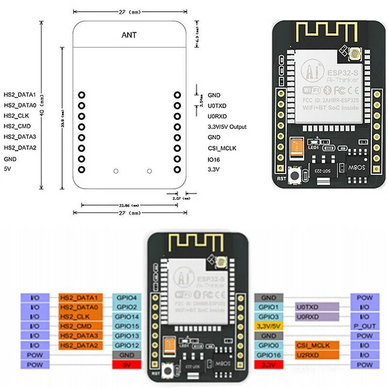 ESP32-CAM WiFi модуль ESP32 серийный к WiFi ESP32 CAM макетная плата 5 в Bluetooth с OV2640 модуль камеры для Arduino