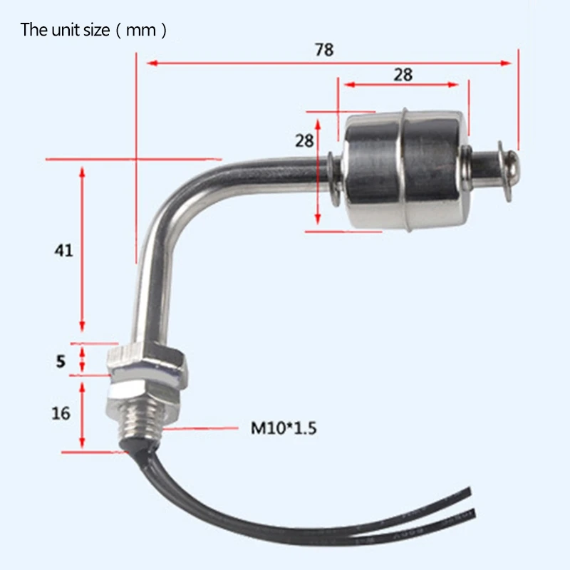 Поплавковый выключатель из нержавеющей стали с прямым углом и вертикальной головкой, датчик уровня резервуара для жидкой воды