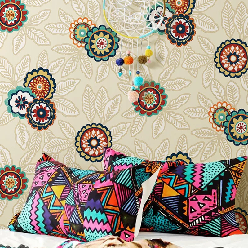 Обои из нетканого материала с подсолнухами в этническом стиле|wallpaper pvc|wallpaper for kids