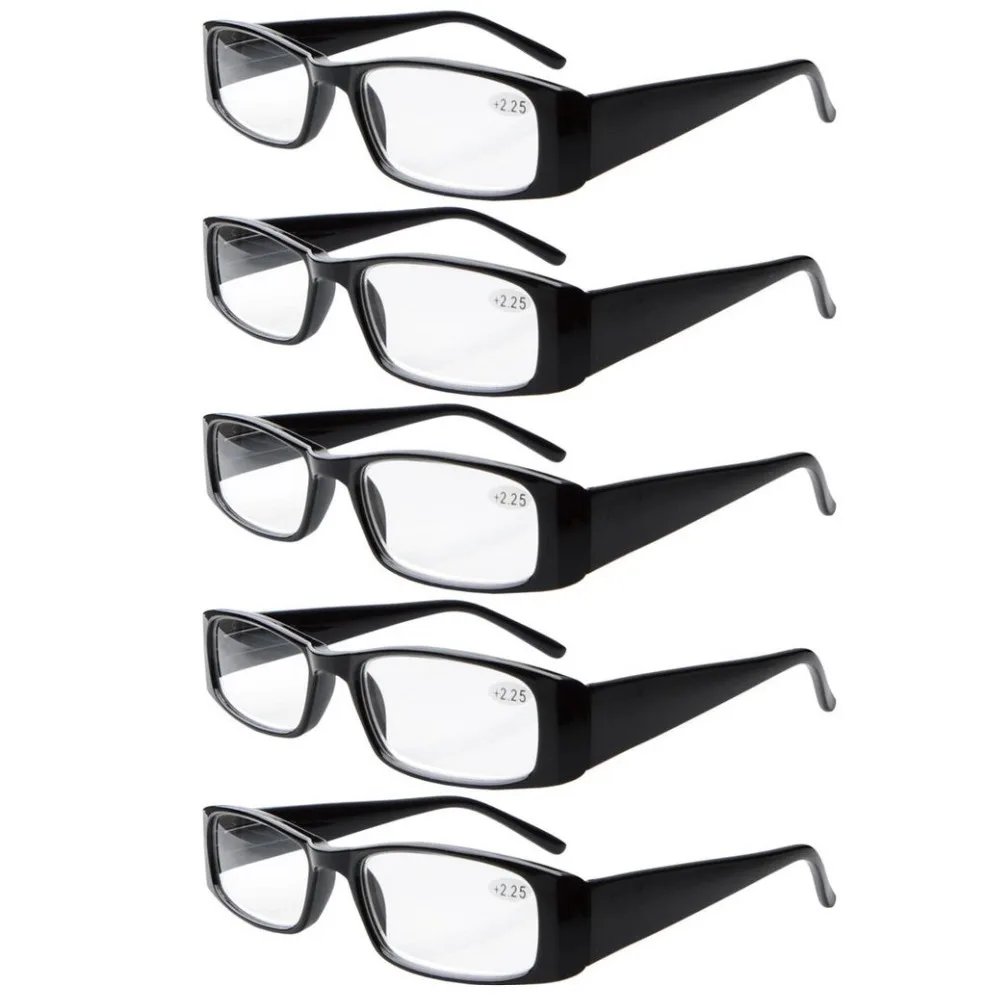 R006 Eyekepper 5-Pack пружинные петли прямоугольные очки для чтения и очки для чтения солнцезащитные очки+ 0,00-+ 4,00 - Цвет оправы: 5 pcs Black