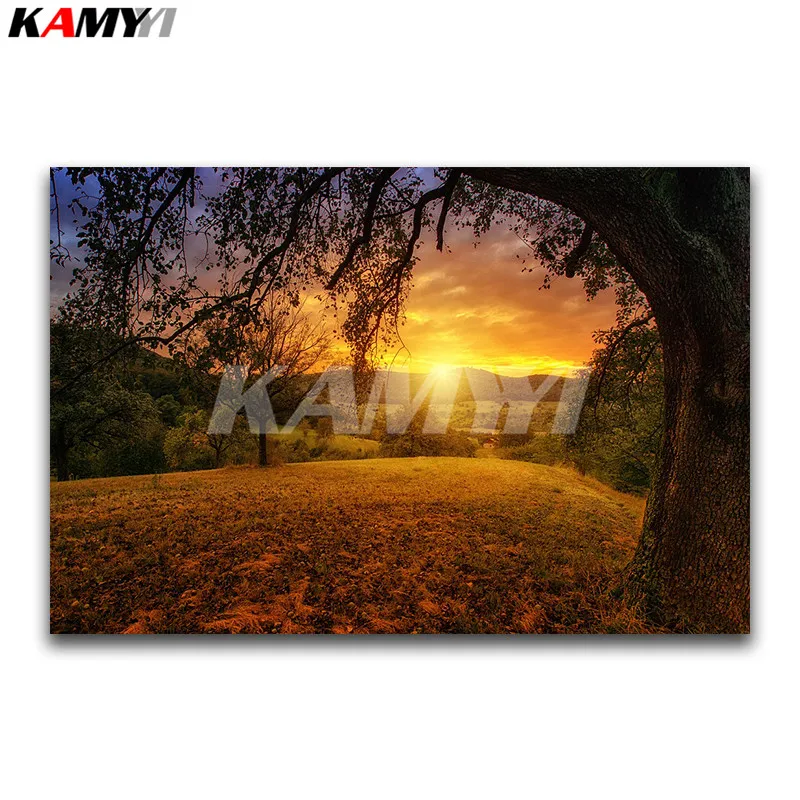 

DIY 3D Diamond painting landscape Full Diamond mosaic Sunset Full Square Diamond embroidery Cross stitch Big tree