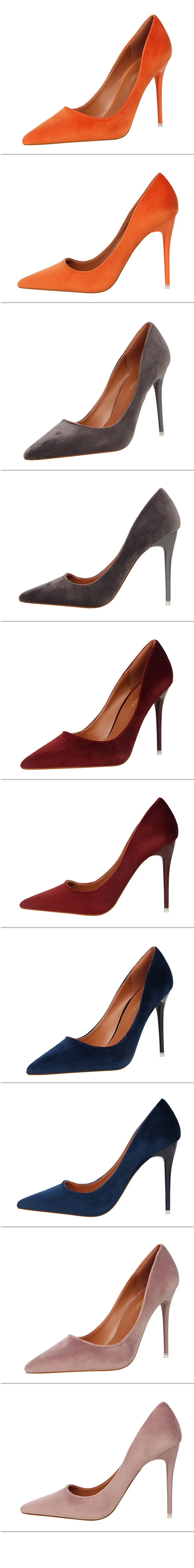 9 цветов; классические женские офисные туфли на низком каблуке; Новое поступление; выразительные однотонные женские туфли-лодочки из флока с острым носком