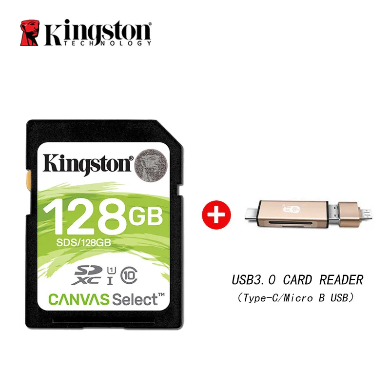 Kingston SD карта 128 Гб карта памяти класс 10 SDHC SDXC 64 ГБ 32 ГБ 16 ГБ cartao de memoria uhs-i HD видео для камеры с кардридером - Емкость: 128GB-C350