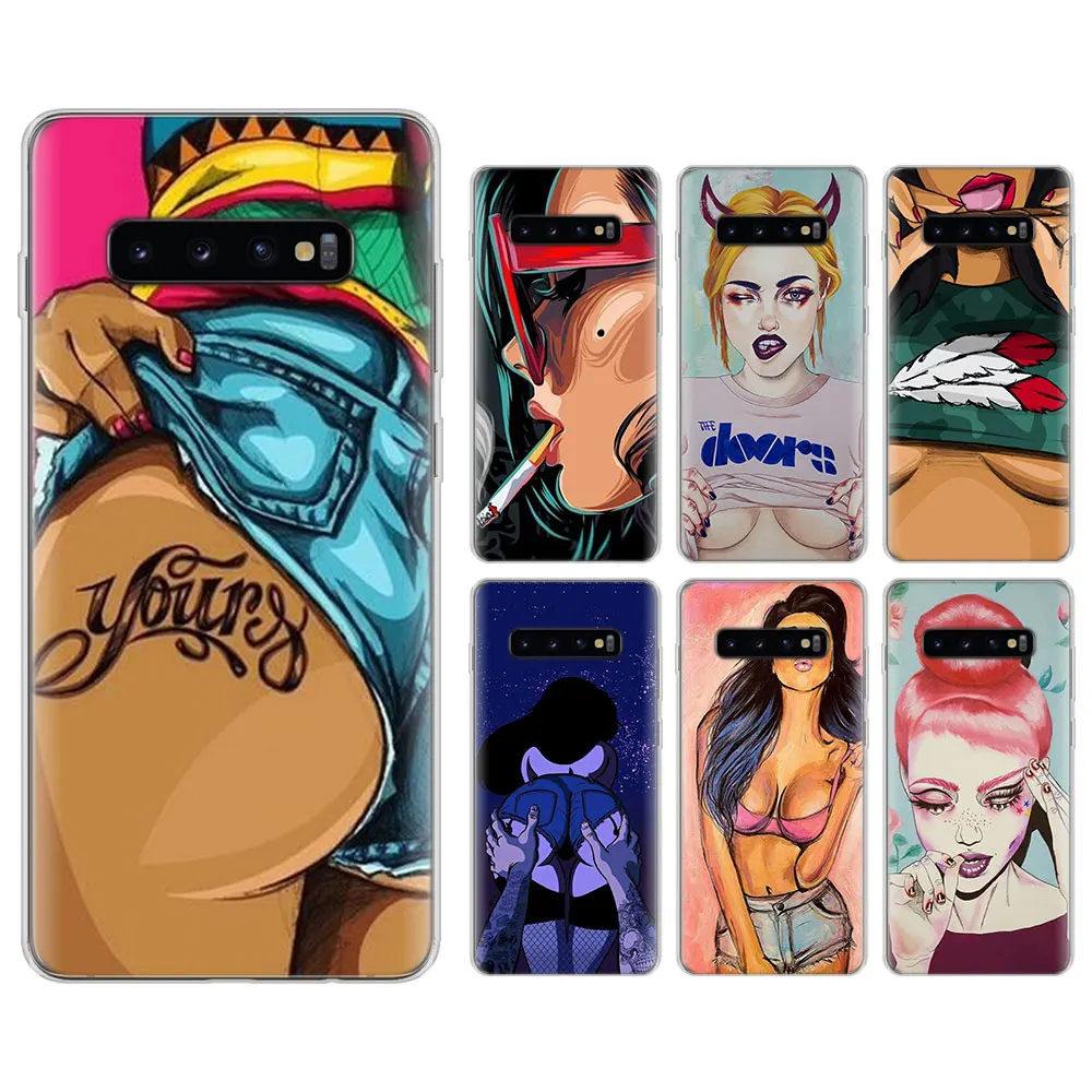

hot flirt sexy girl Silicone case for Samsung Galaxy S8 S9 S10 S10 Plus M10 M20 S6 S7 edge TPU Soft Phone cases cover