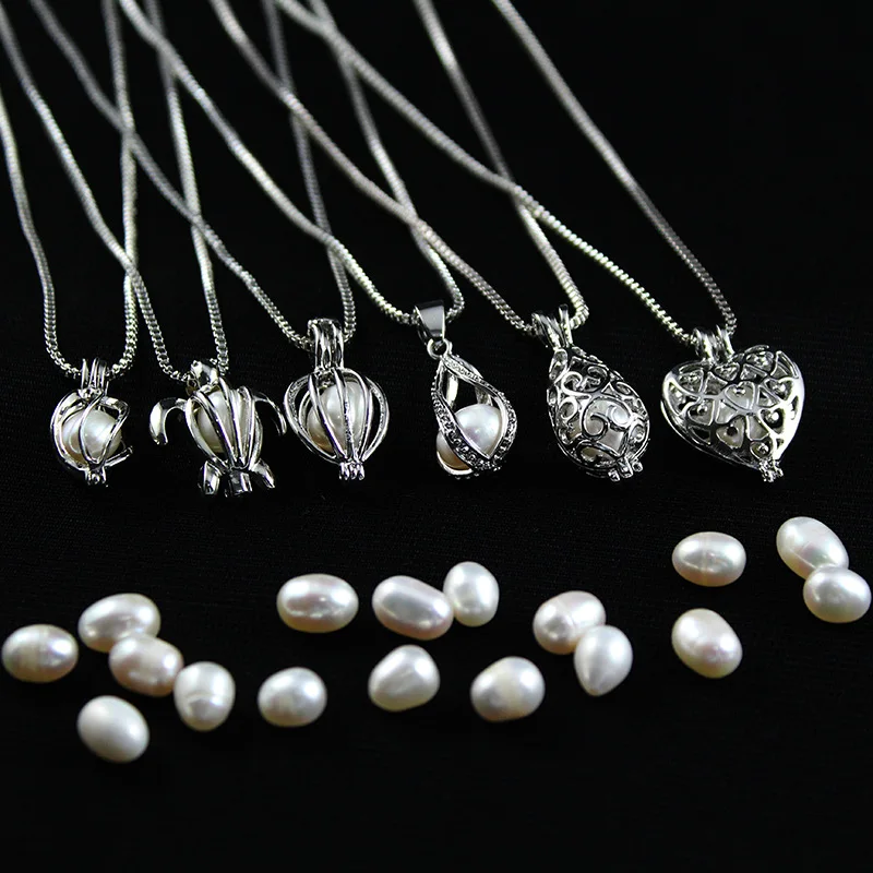 

12 Styles Oyster Pearl Pendant Necklace Cages Locket Hollow Out Love Wish Pearl Fashion Love Wish Pearl Locket Cages Necklaces