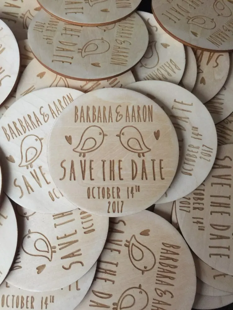  Personalized Wooden Save the Date Magnets Rustic Wooden Magnets Wedding Favors with Birds Fridge Ma - 32825724877