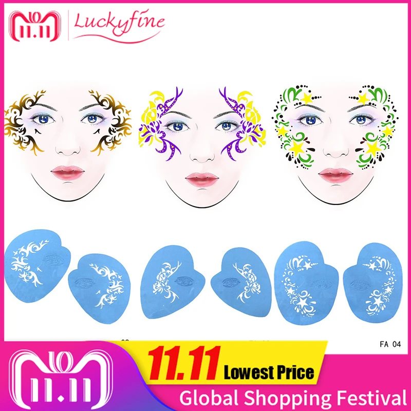 Дешево 7 шт. компл. Многоразовые Мягкие Уход за кожей лица трафарет под краску цветок бабочка DIY дизайн краски ing шаблон для Хэллоуина Рождество маки...