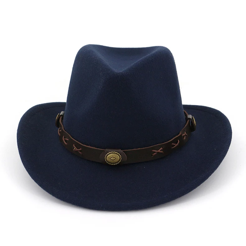 High quality Unisex Cowboy Sun protection visor Prairie style horse riding Felt hat men's Jazz hat Wide-brimmed hat